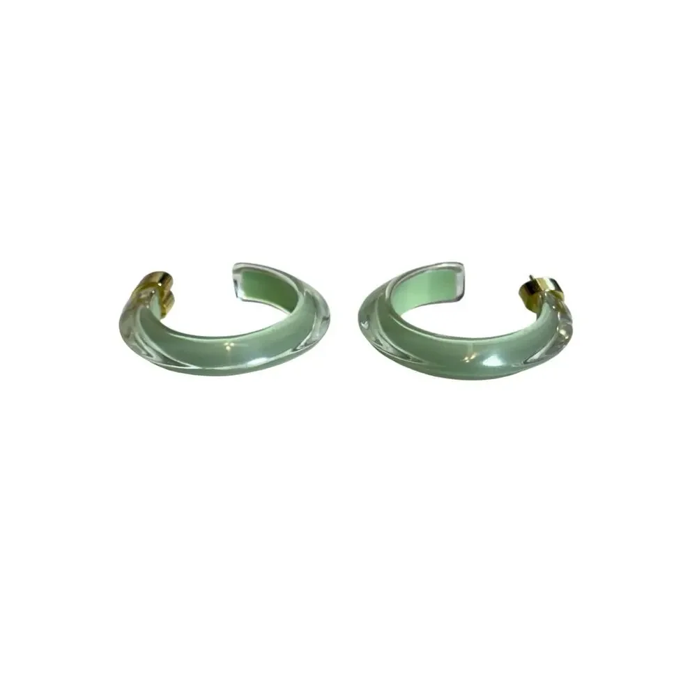 Alison Lou Small Jelly Lucite Hoops Green